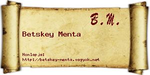Betskey Menta névjegykártya